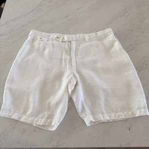 Polo Ralph Lauren Bradbury Fit White Linen Short 40 Coastal Hamptons Casual Luxe
